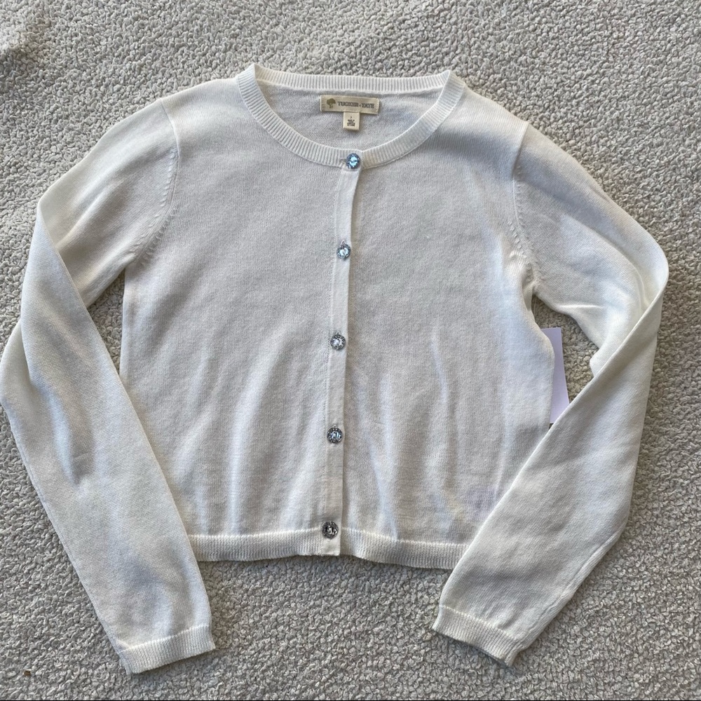 NWT Tucker + Tate Shimmer White Crystal Button Cardigan